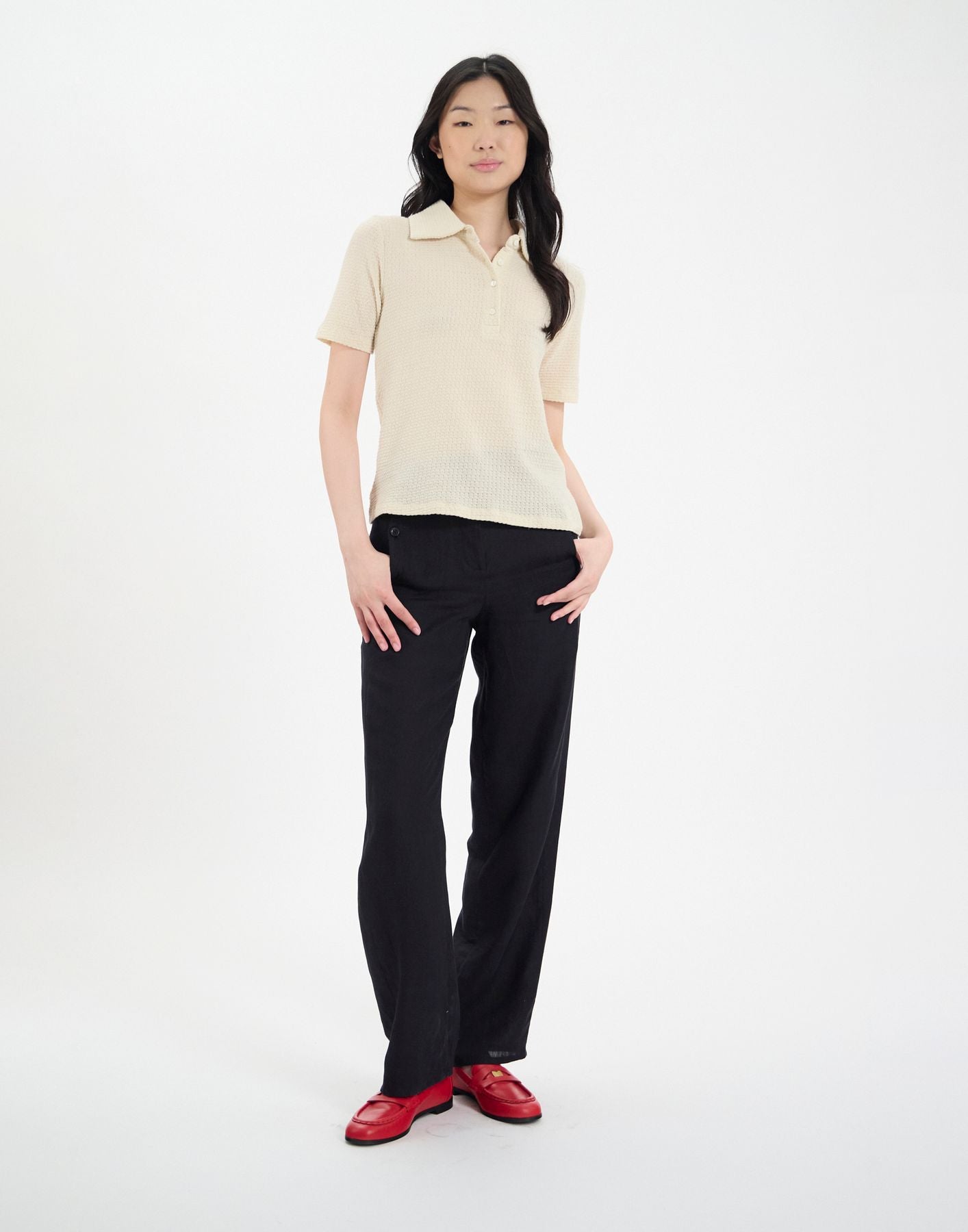 Bryan polo shirt in ivory white cotton