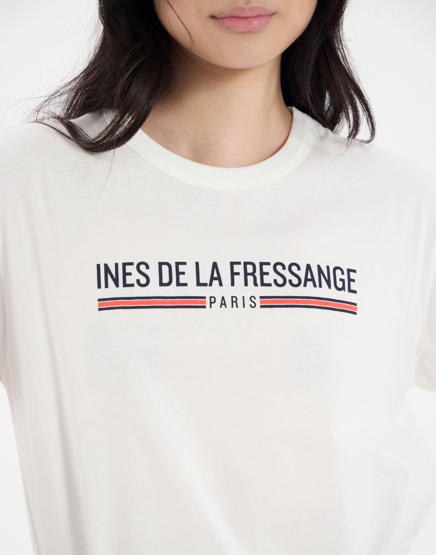 Top Maxence blanc en coton Bio imprimé rouge