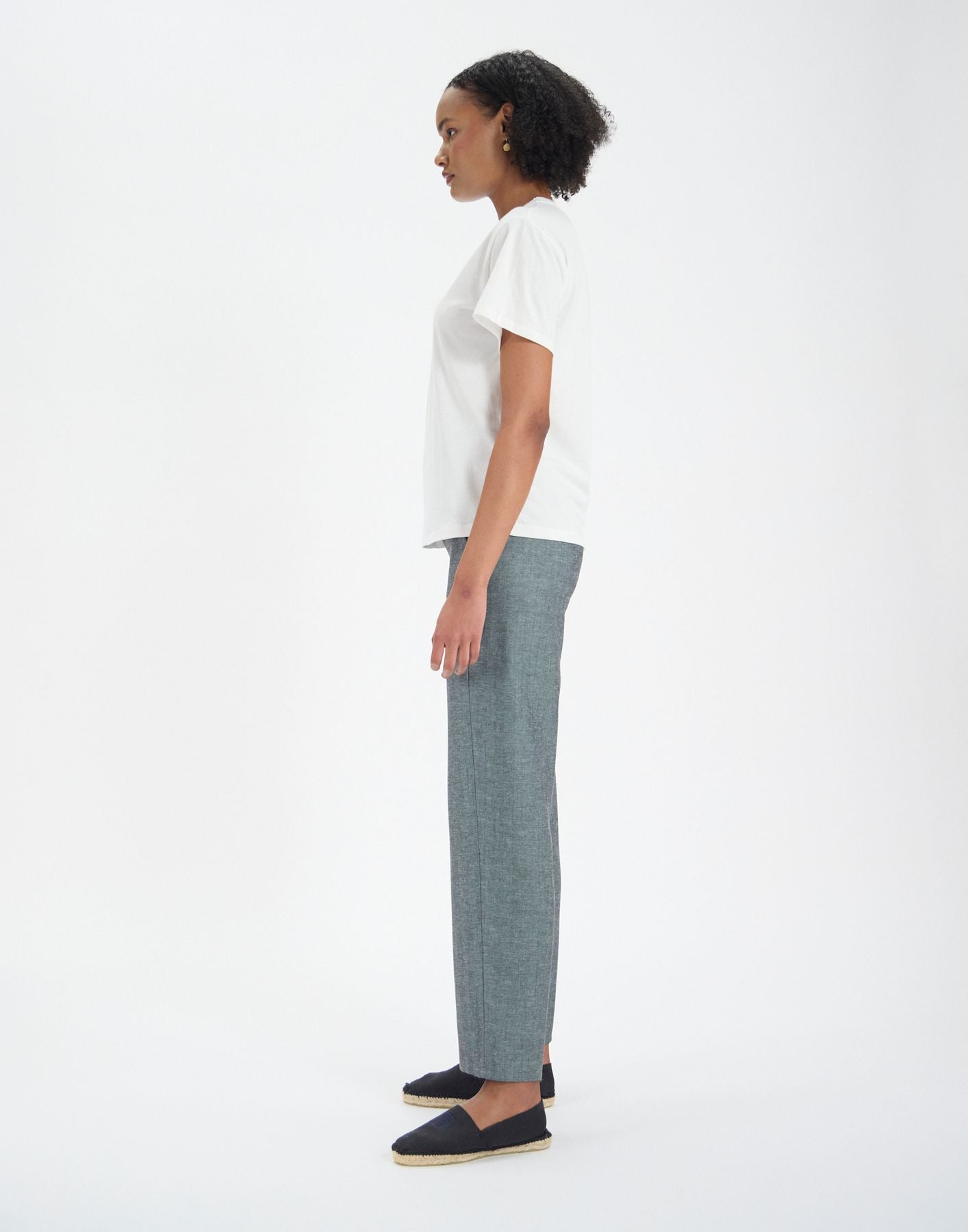 Top Maxence blanc en coton Bio imprimé vert