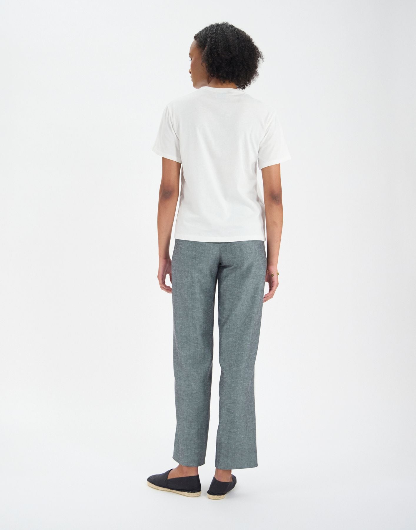 Top Maxence blanc en coton Bio imprimé vert