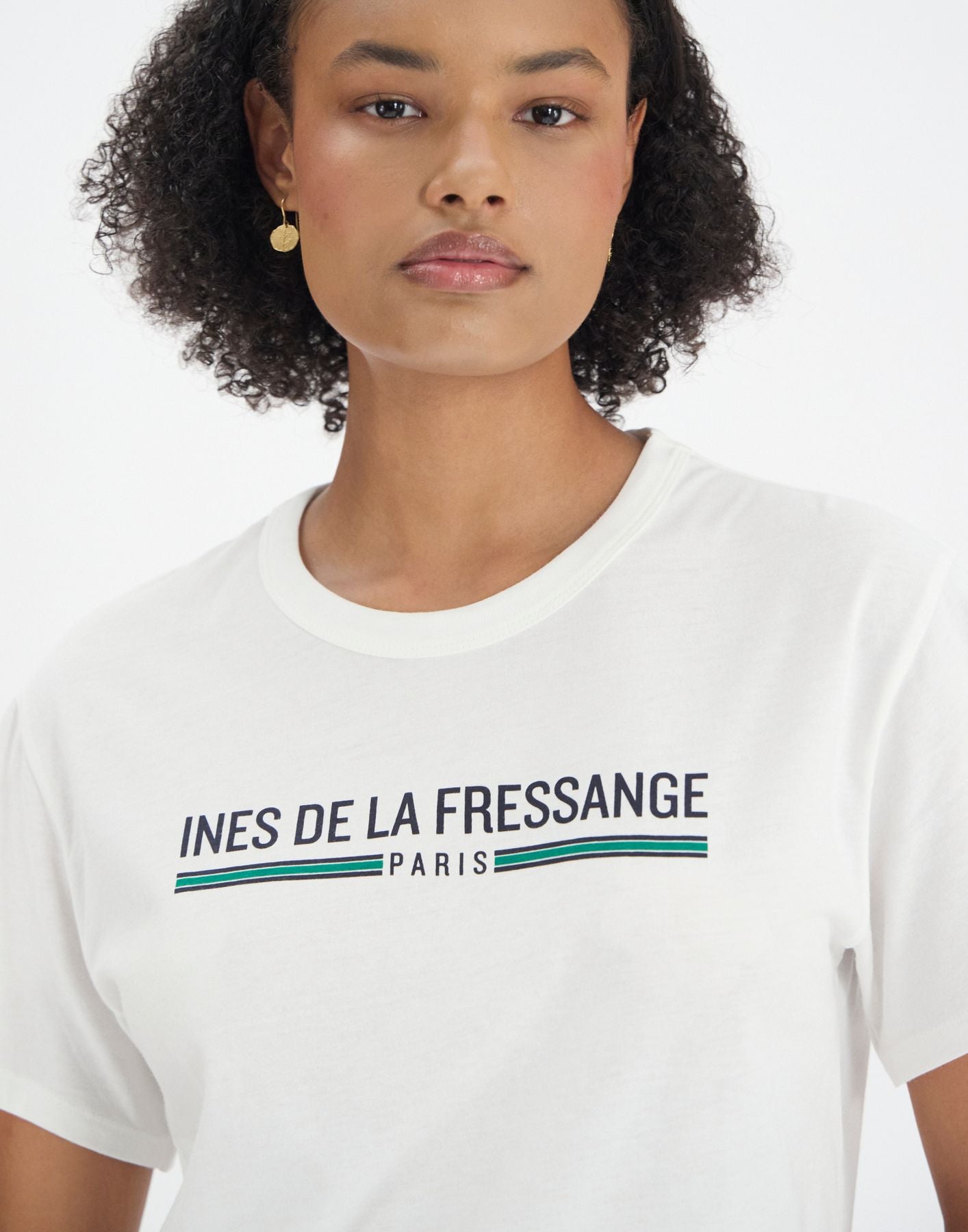 Top Maxence blanc en coton Bio imprimé vert