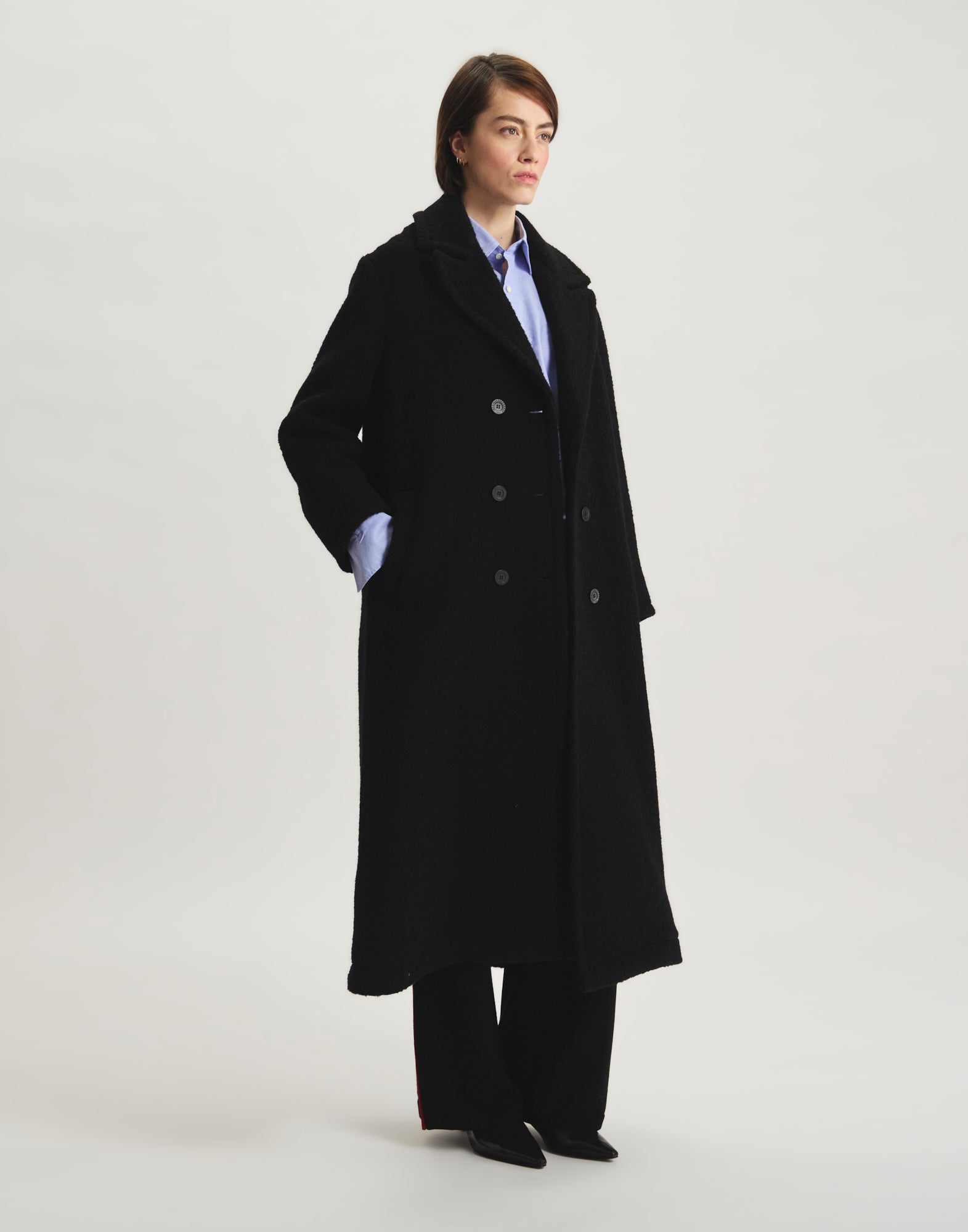Manteau Denise en lainage à chevrons