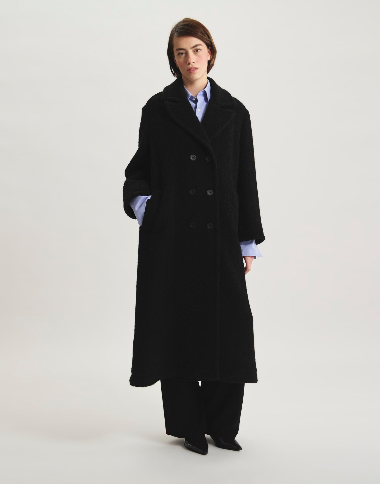 Manteau Denise en lainage à chevrons