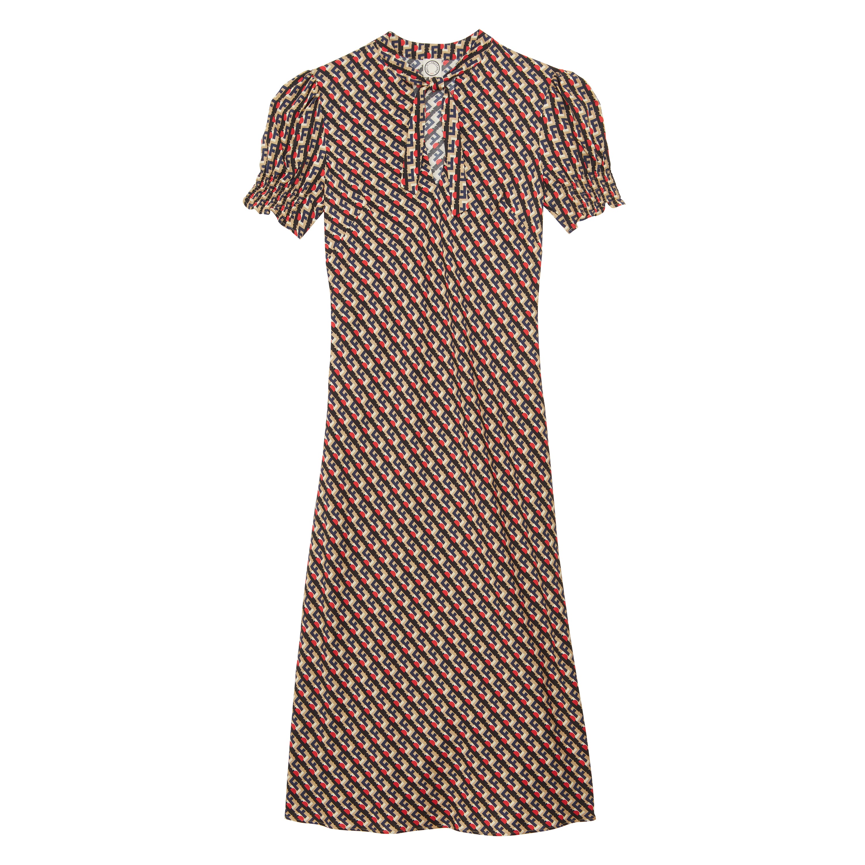 Cerise floral-print viscose dress