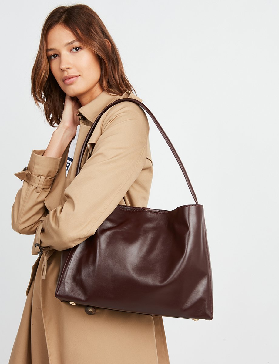 Borsa Léonore L in pelle bordeaux