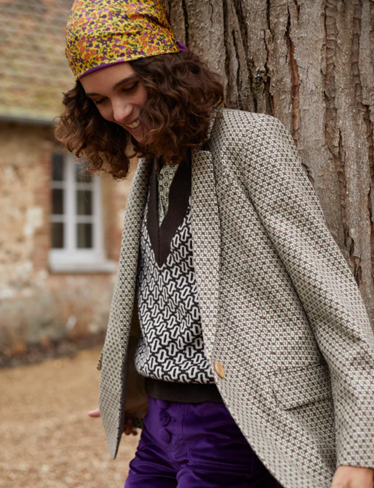 Bruna brown/ecru wool jacket