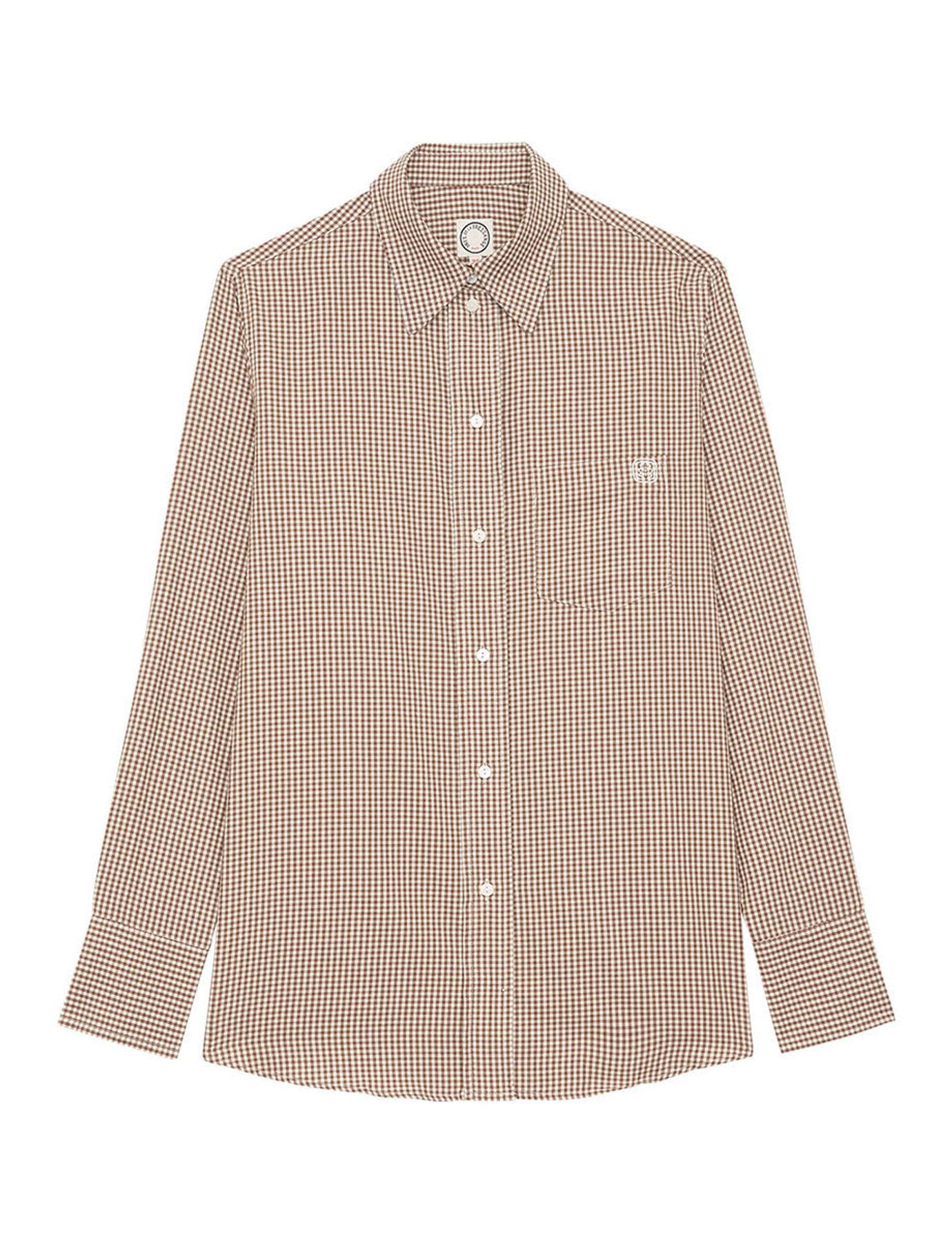 Maureen brown and ecru shirt, contrasting lapels