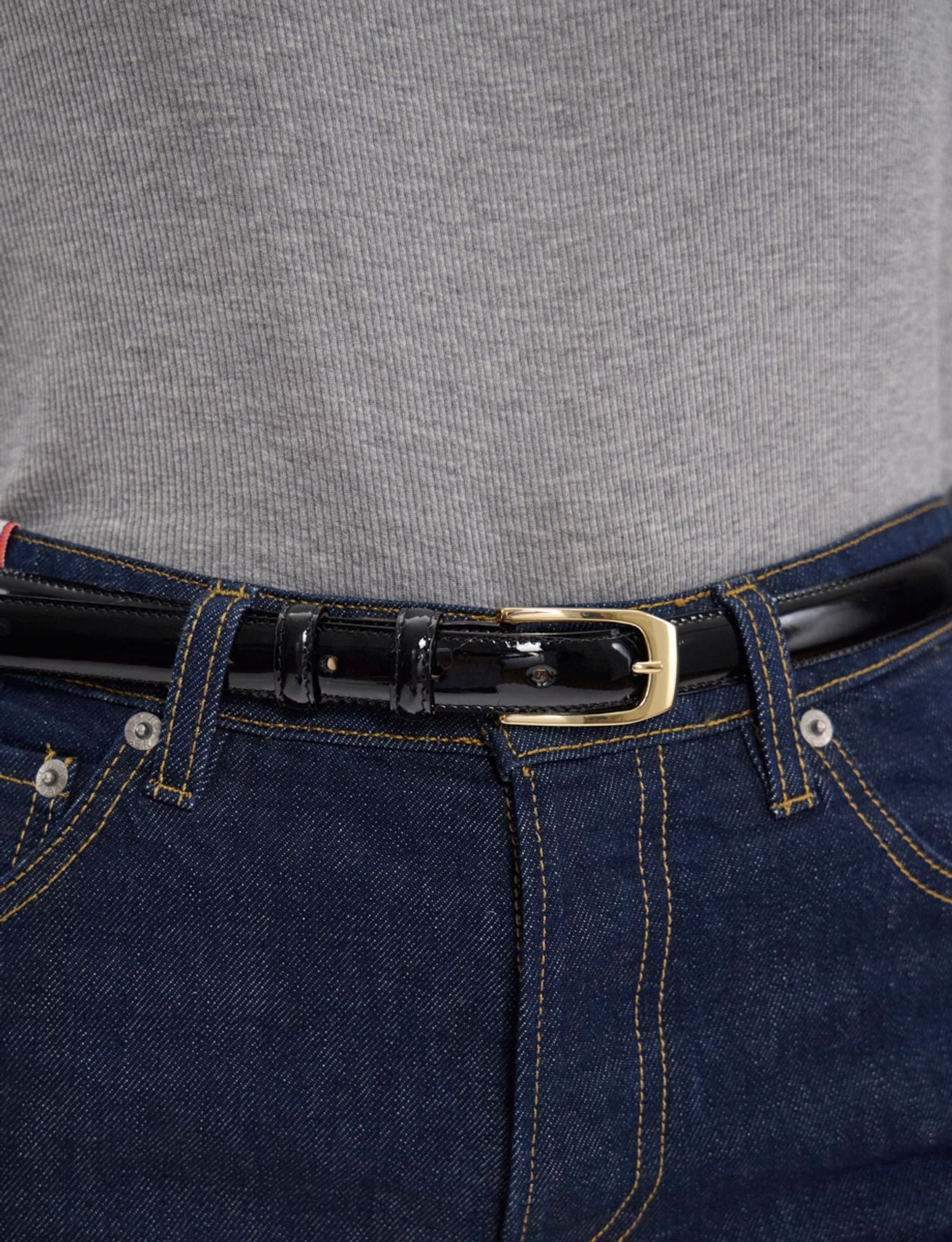 Aurelia black patent leather belt