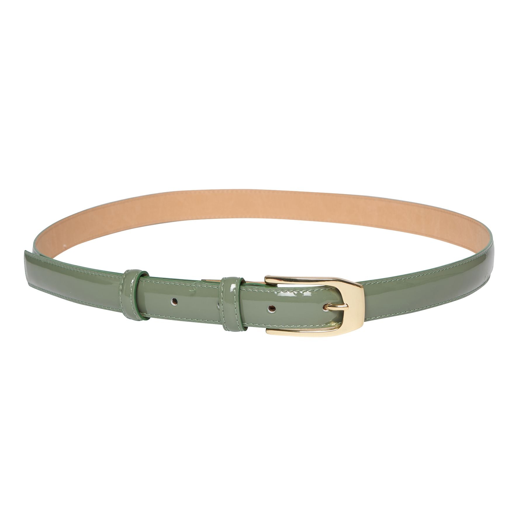 Aurelia almond green patent leather belt