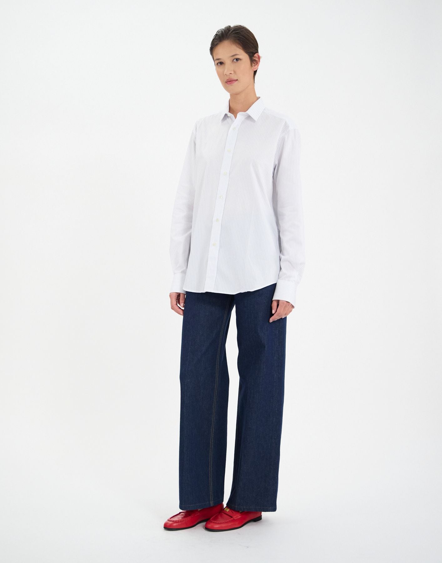 Olivier blue and white striped shirt