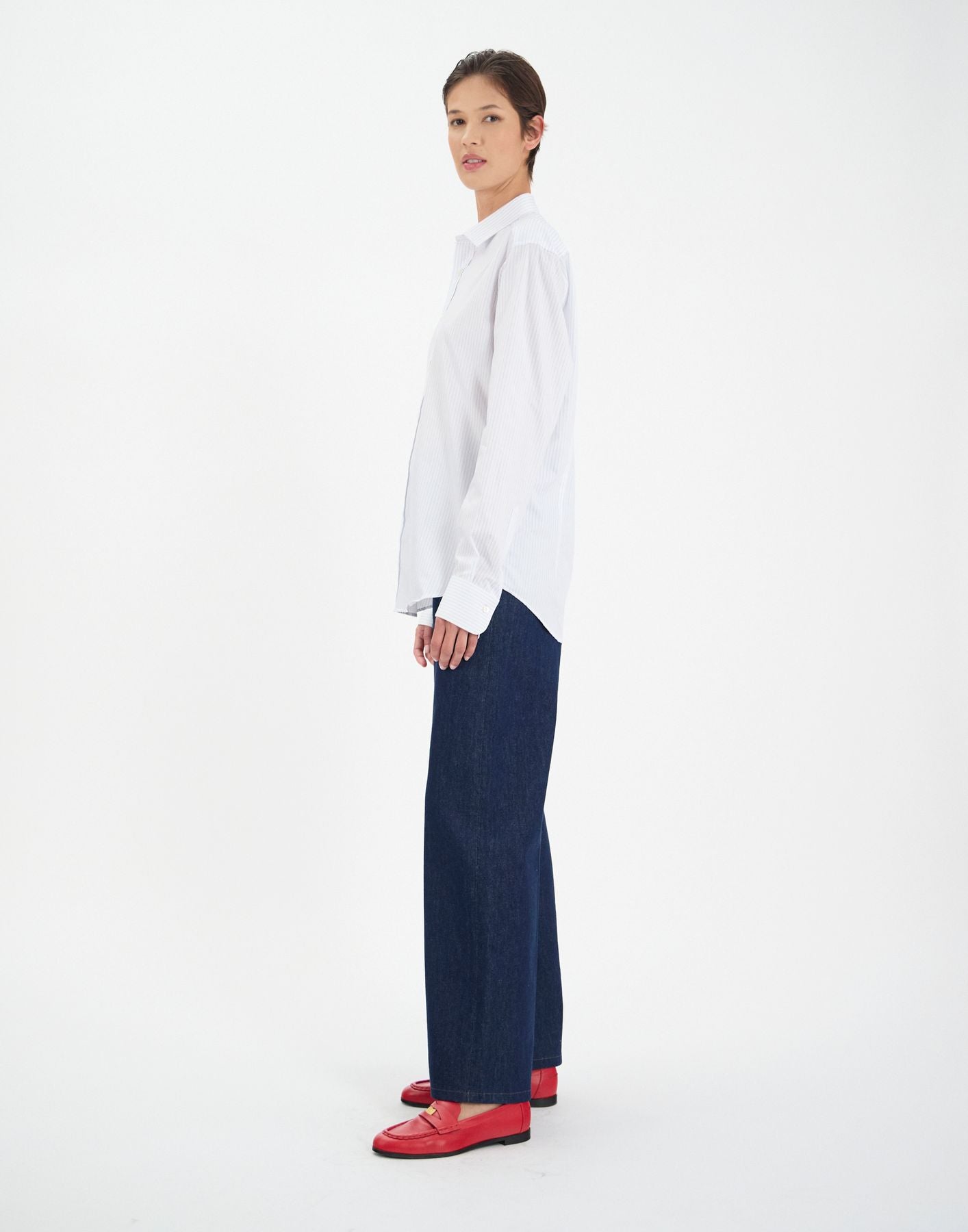 Olivier blue and white striped shirt