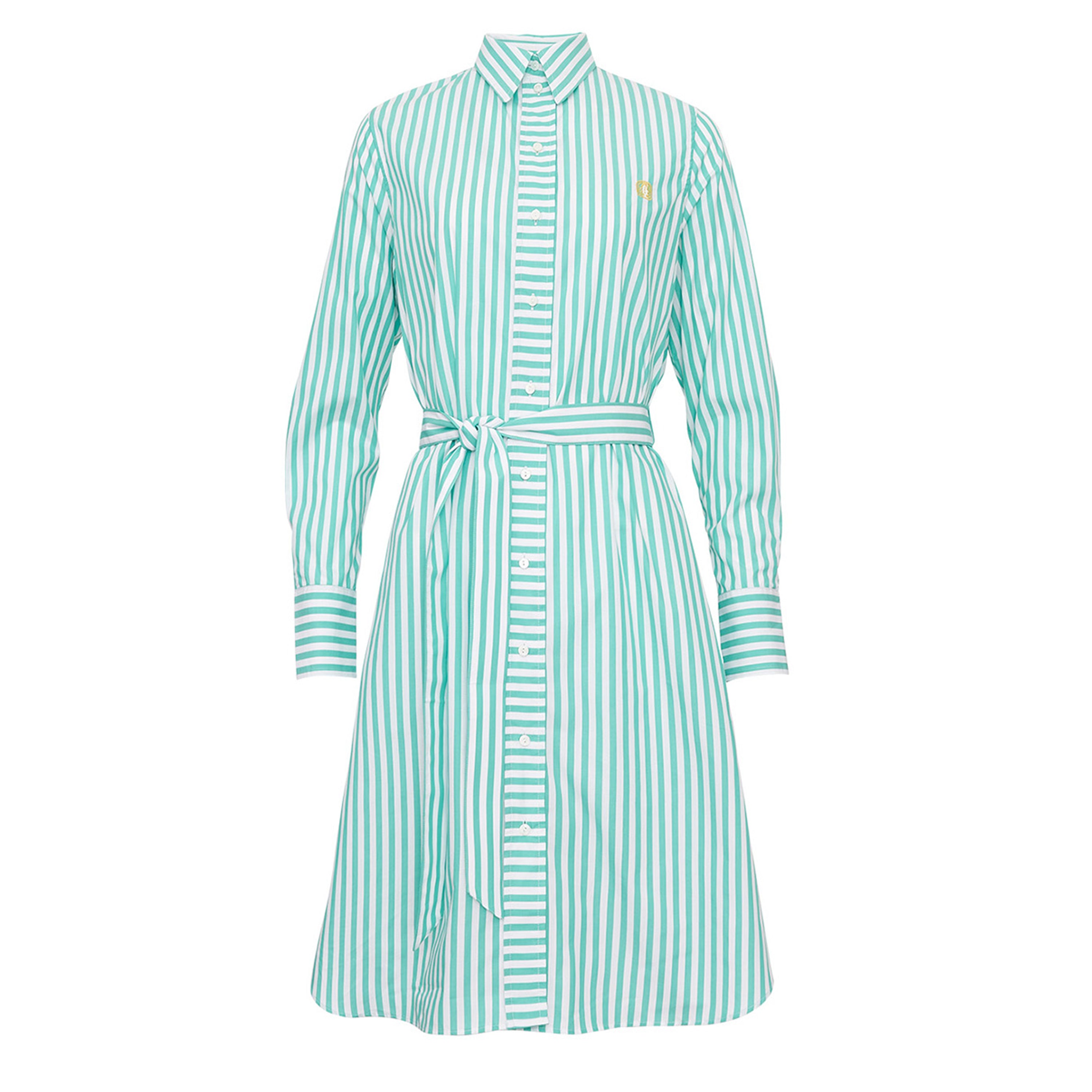 Vestido camisero Amour blanco y turquesa