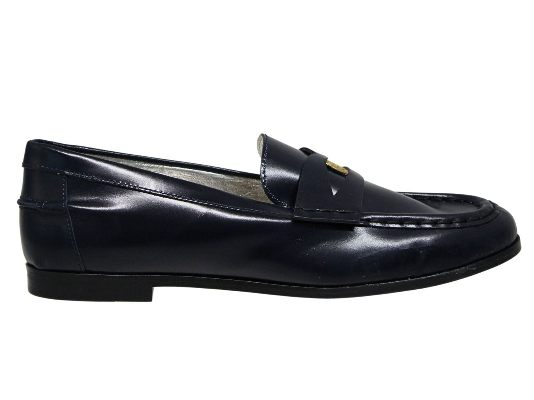 Mocassin Elvire en cuir lisse bleu nuit