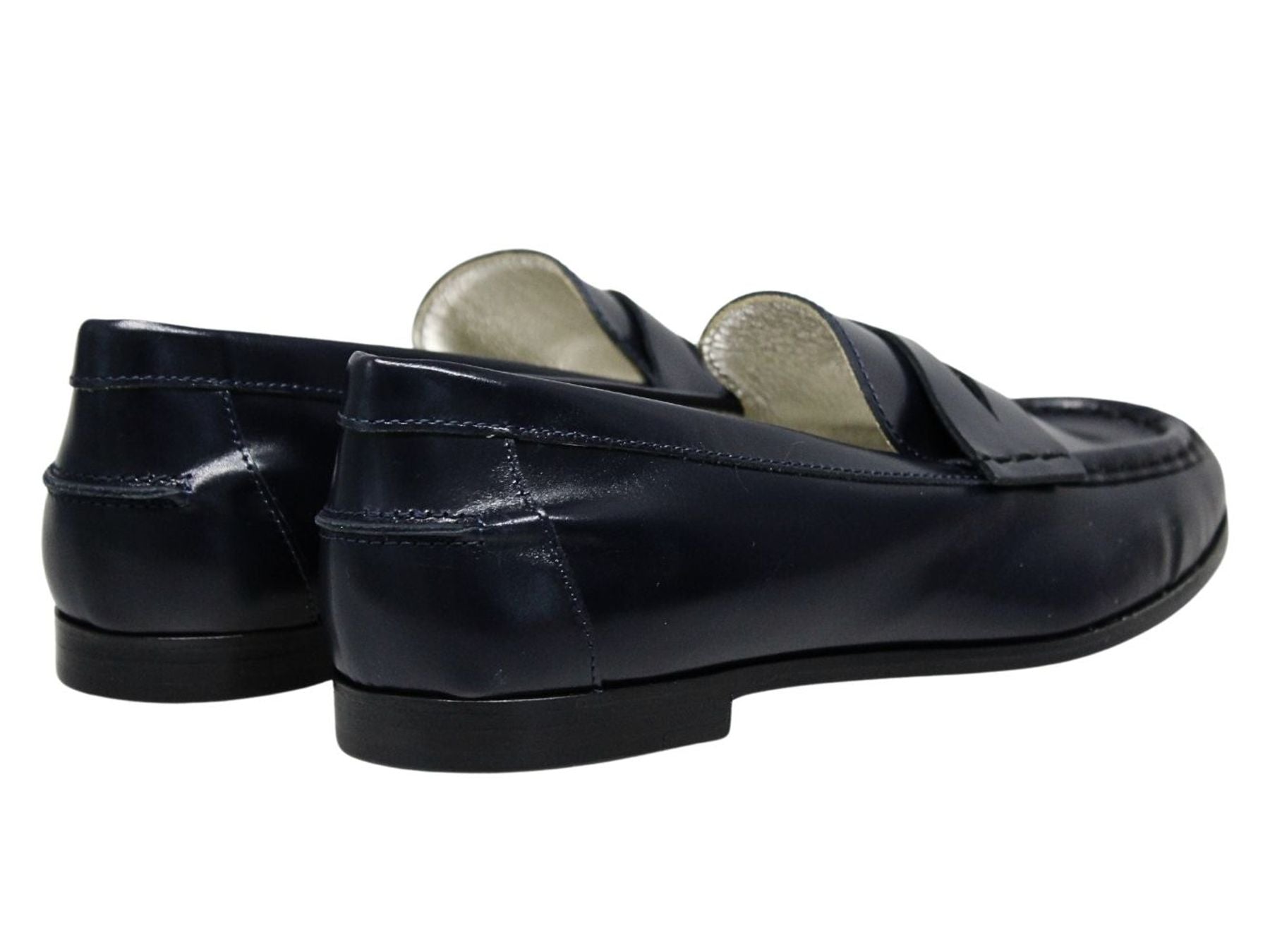 Mocasín Elvire de piel lisa azul noche