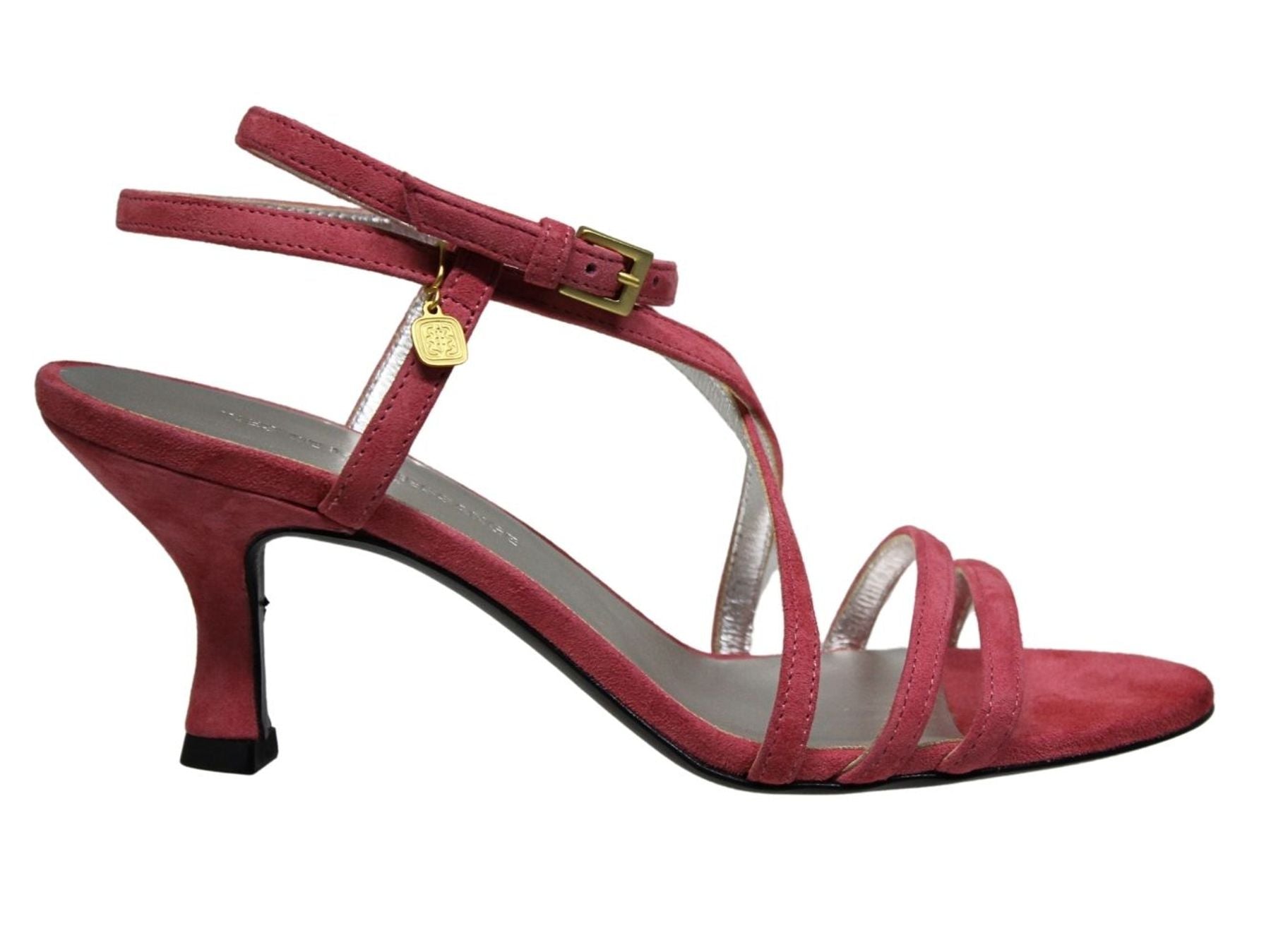 Théa cross-strap sandal in coral suede leather