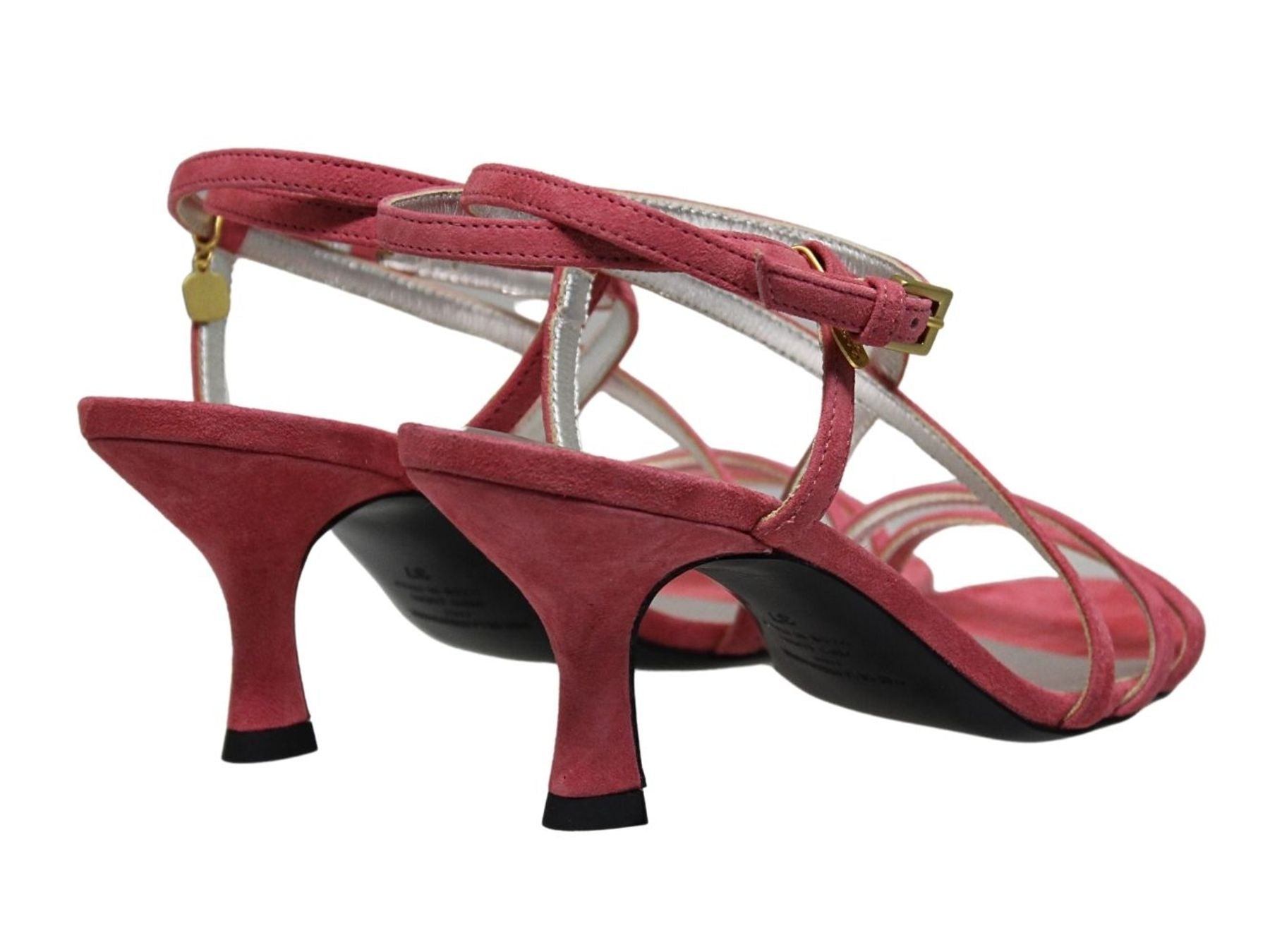 Théa cross-strap sandal in coral suede leather
