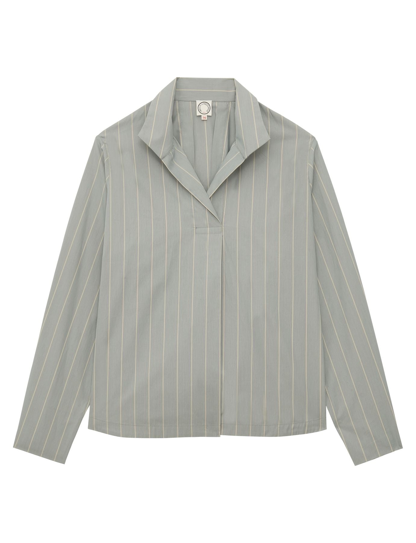 Noa almond green top with fine stripes