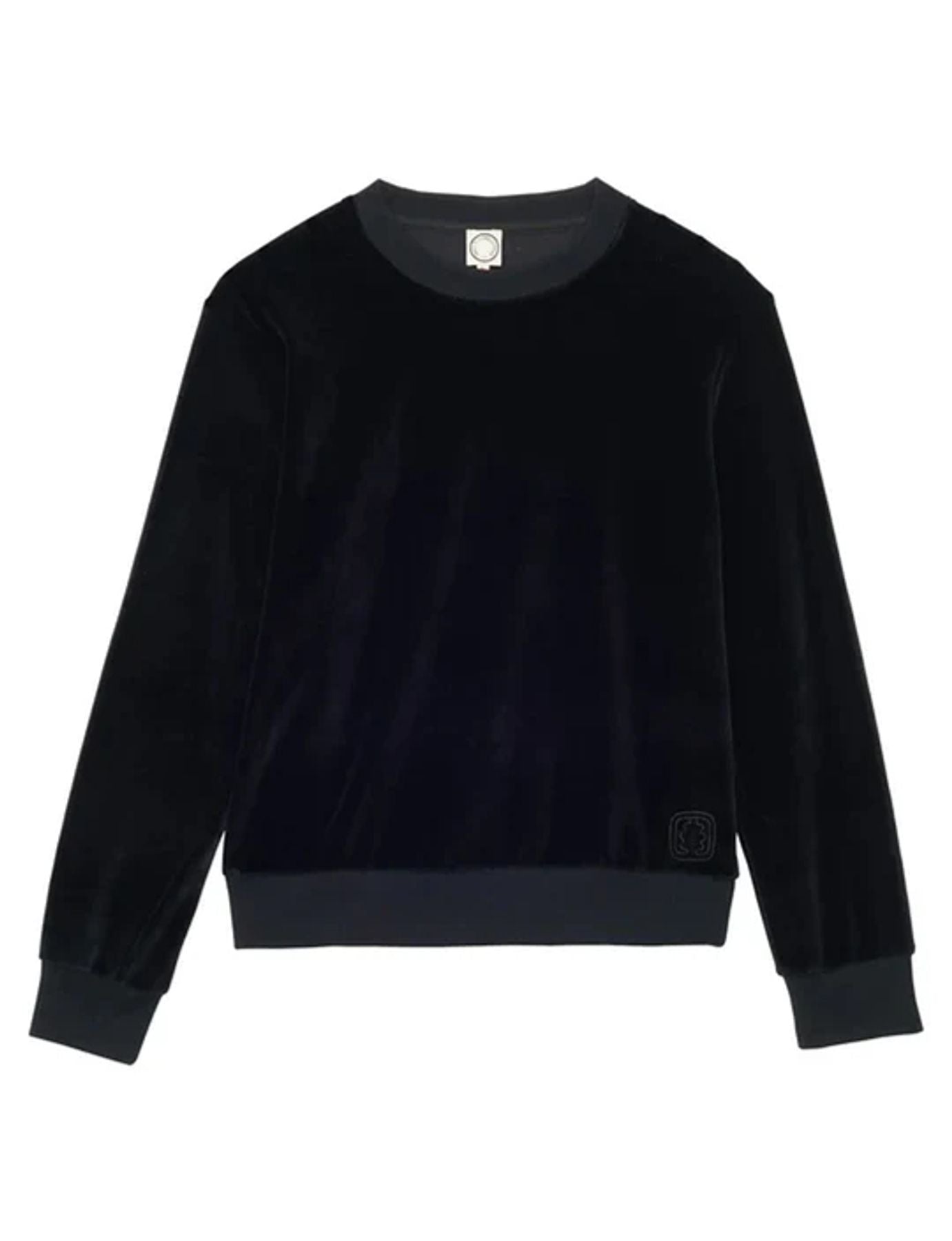 Sweatshirt Mathilde aus glattem Samt in Schwarz