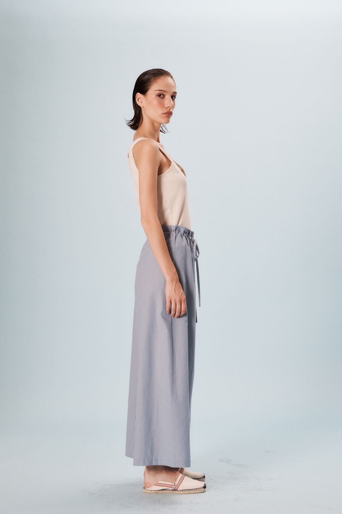 Pantalon large Kurt en coton bleu