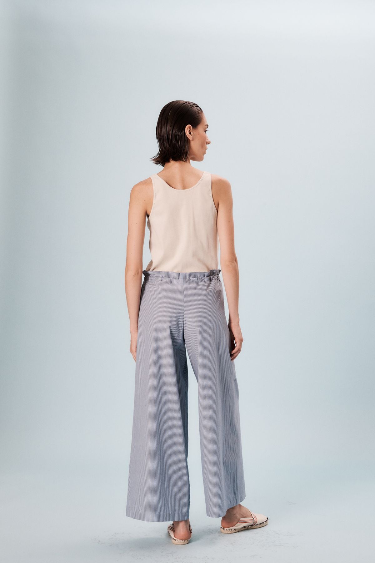 Pantalon large Kurt en coton bleu