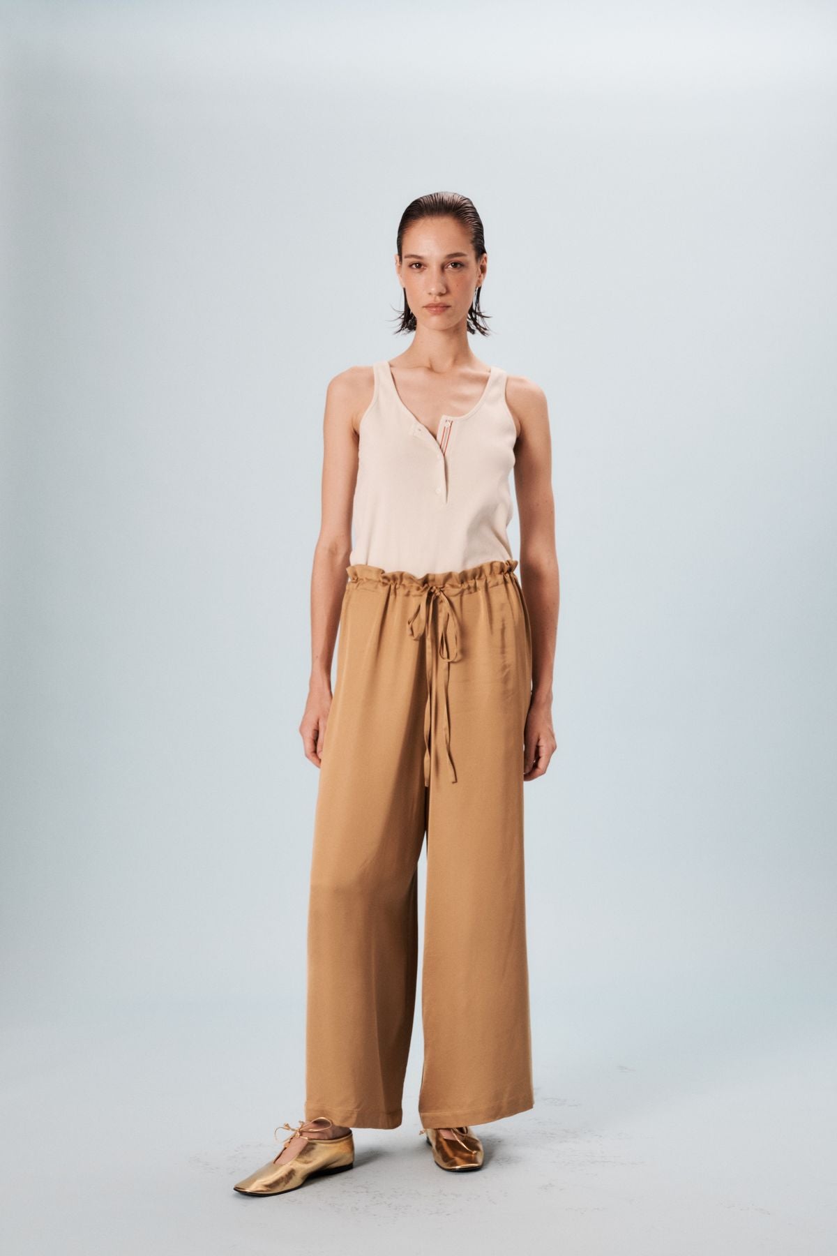 Pantalon large Kurt  camel