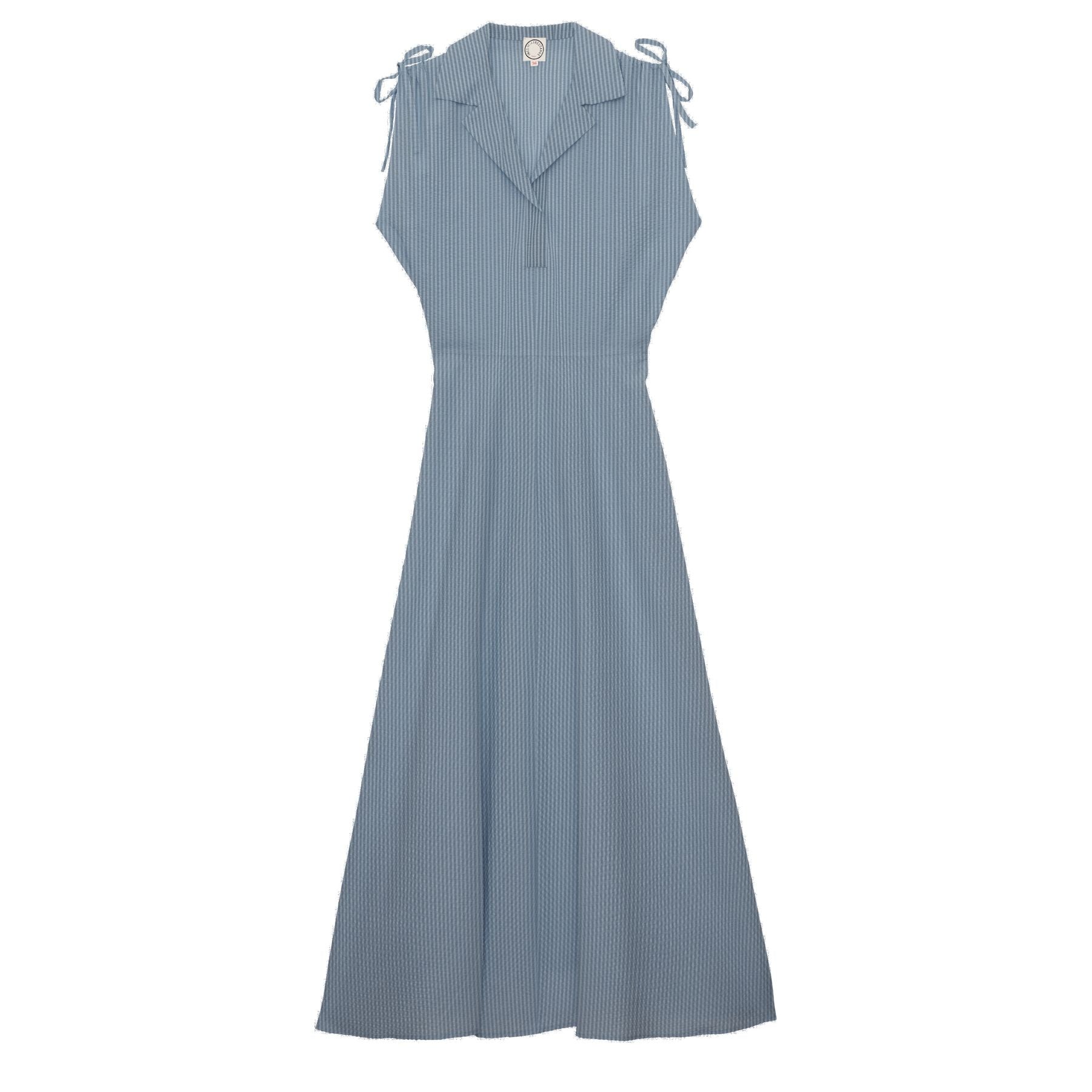 Violine slim-fit dress in blue cotton