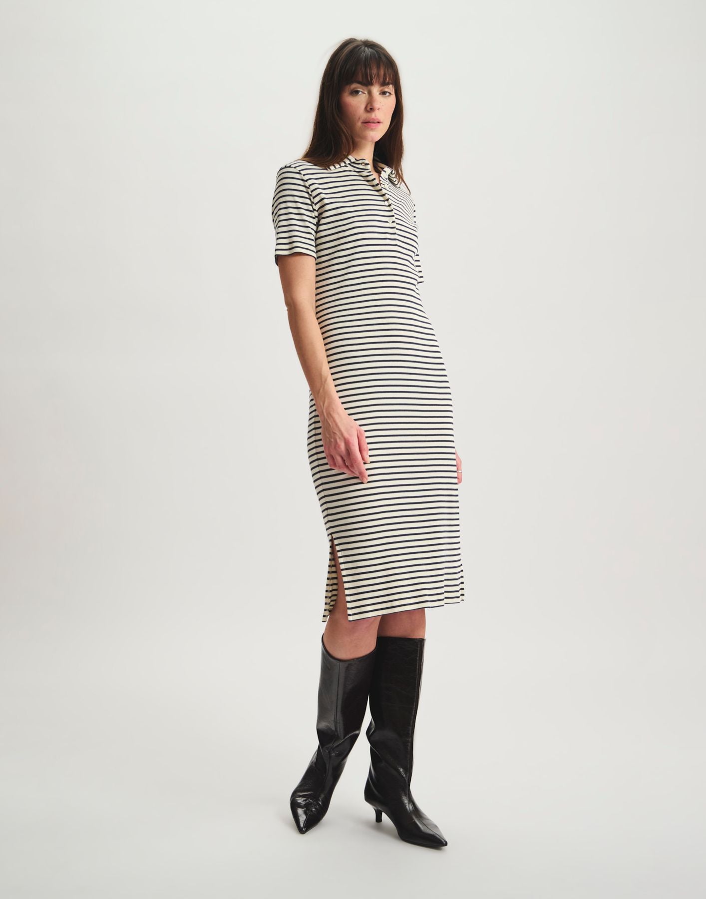 Romane dress in navy organic cotton