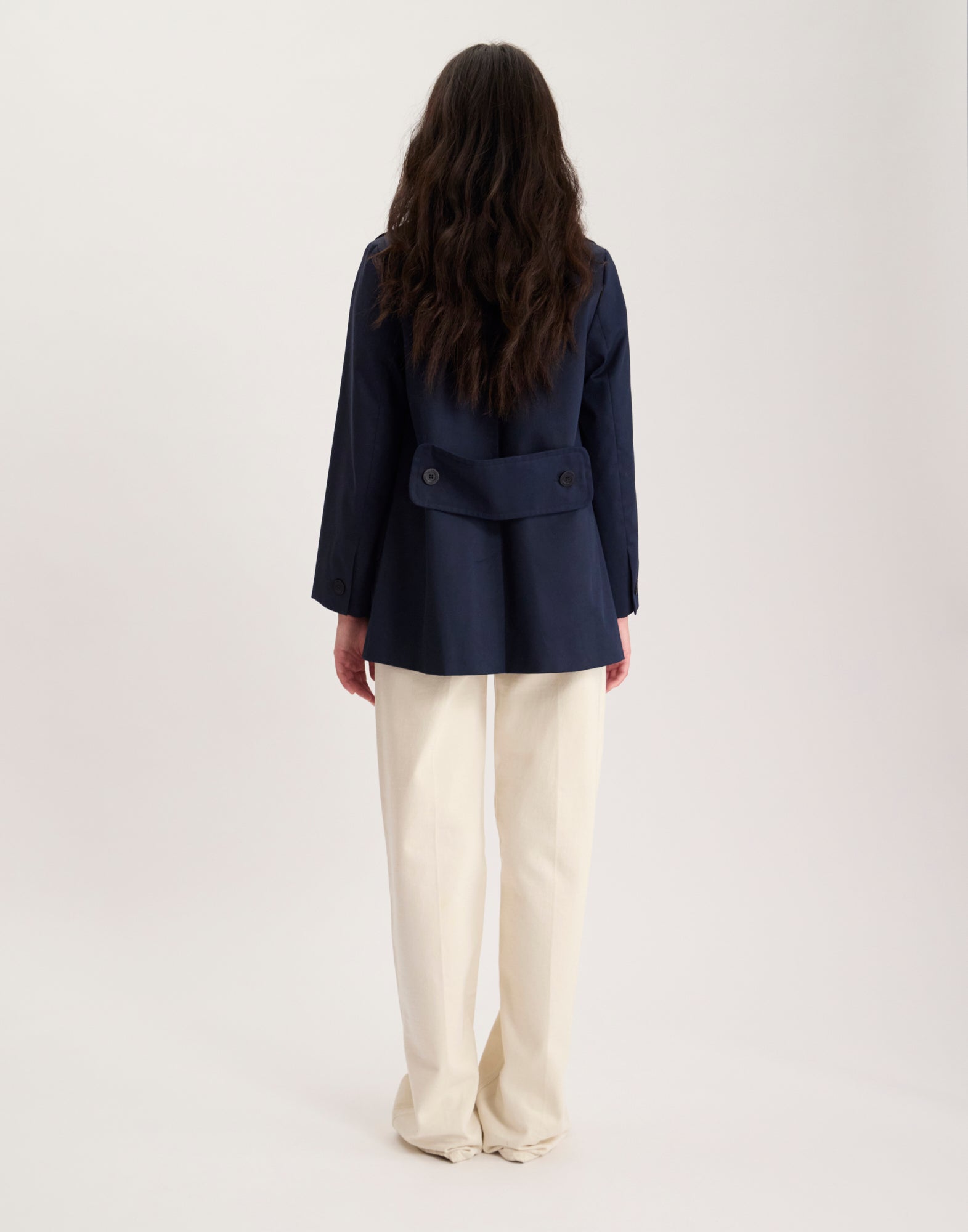 Lightweight navy blue Seraphine coat, made in France