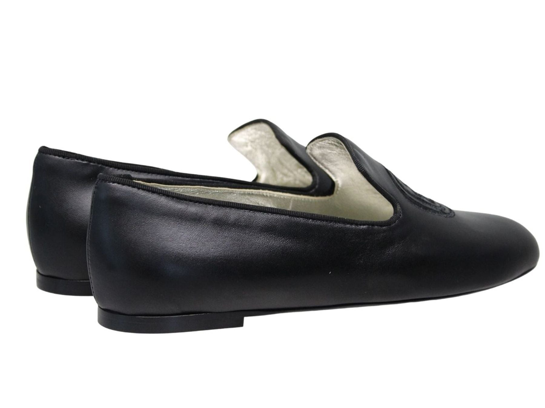 Callie embroidered loafer in black leather