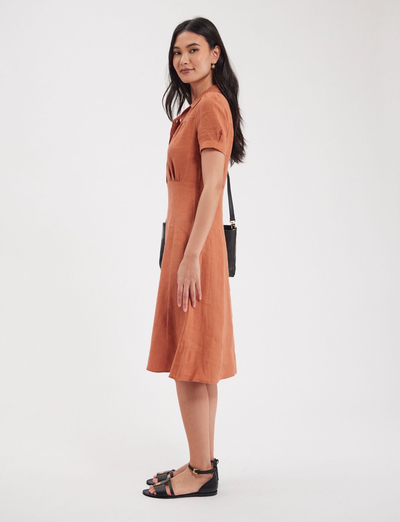 Vestido Angele Lino Caramelo