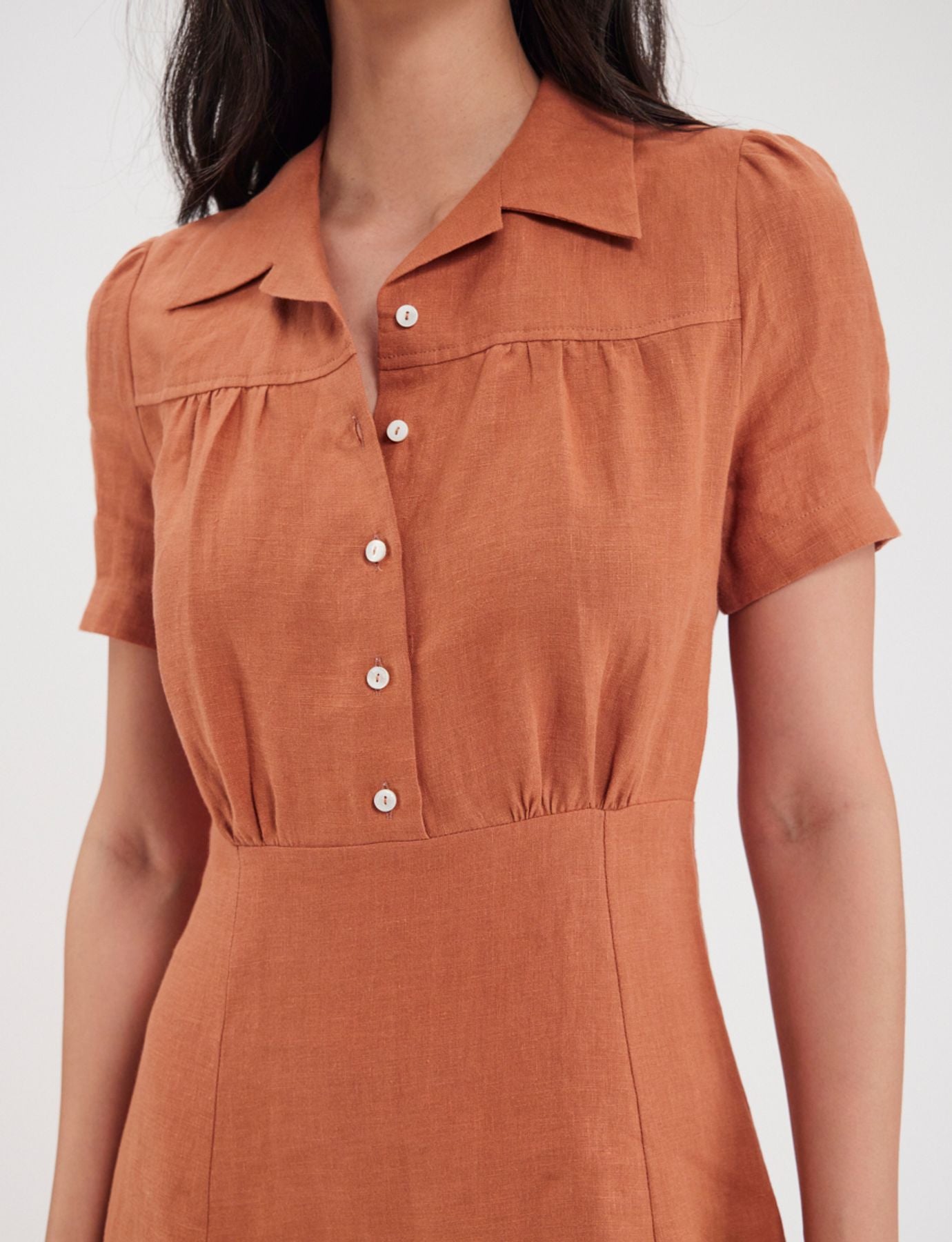 Vestido Angele Lino Caramelo