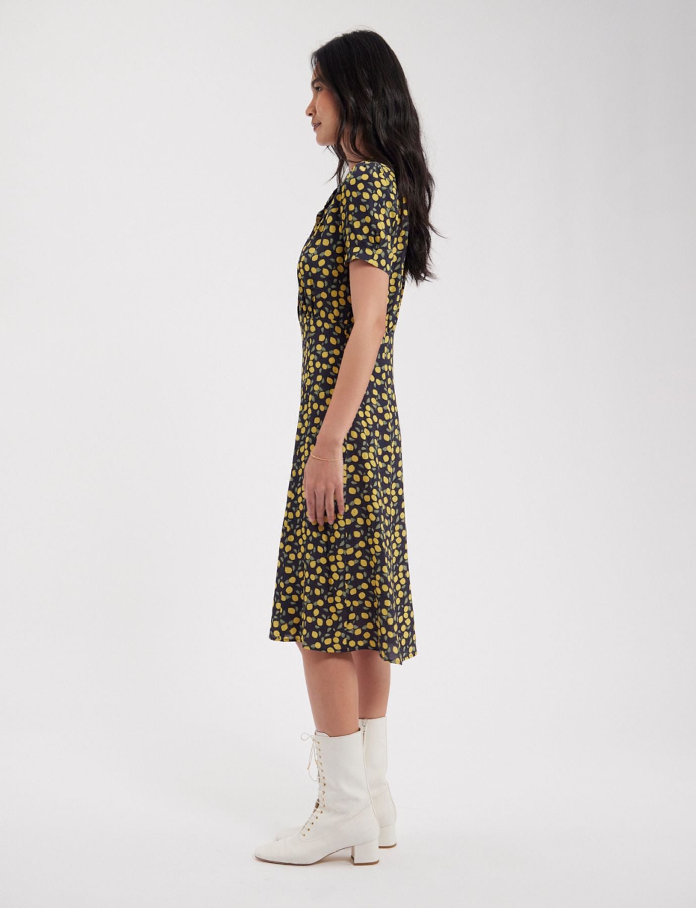 Vestido estampado Angèle Lemon-Navy