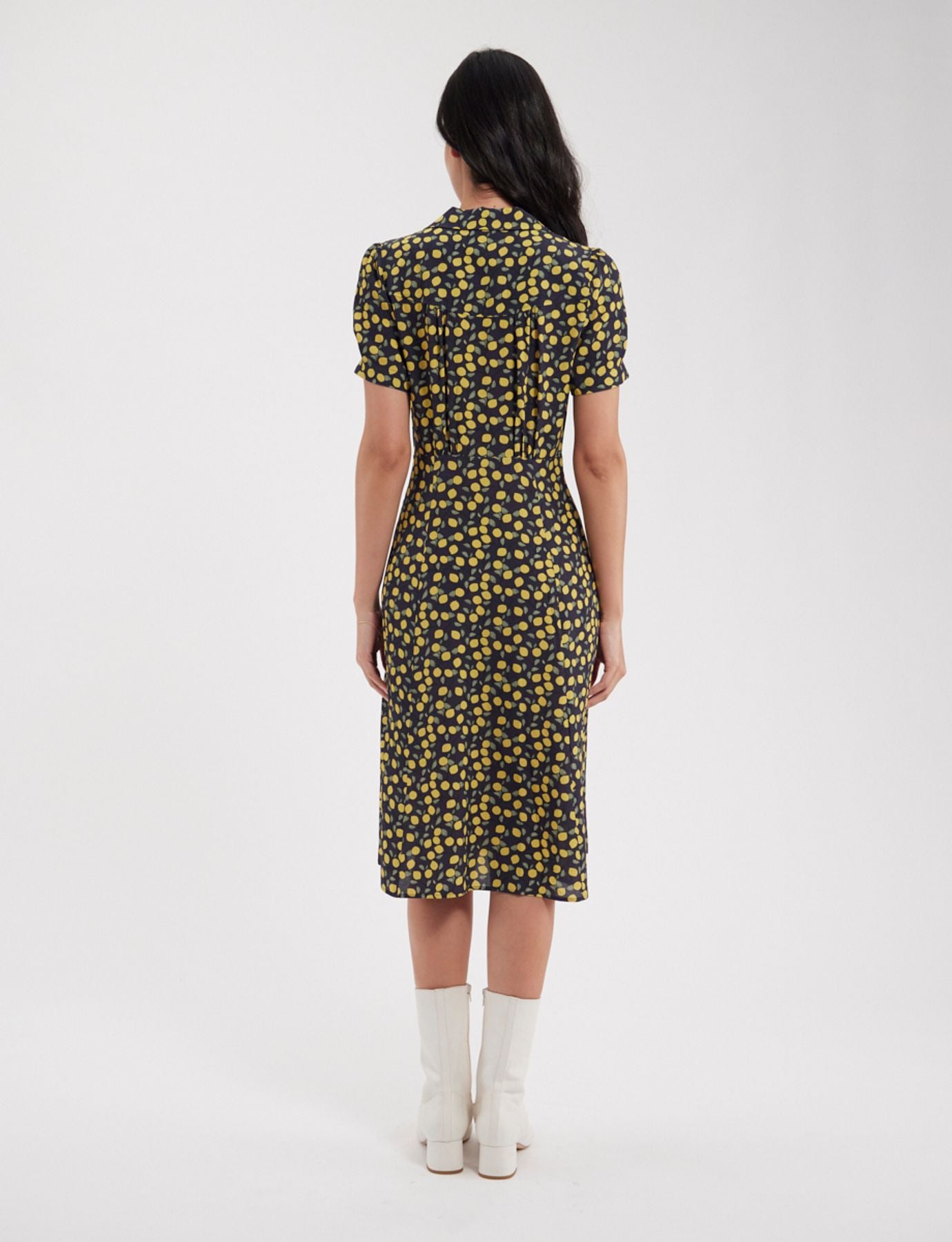 Vestido estampado Angèle Lemon-Navy