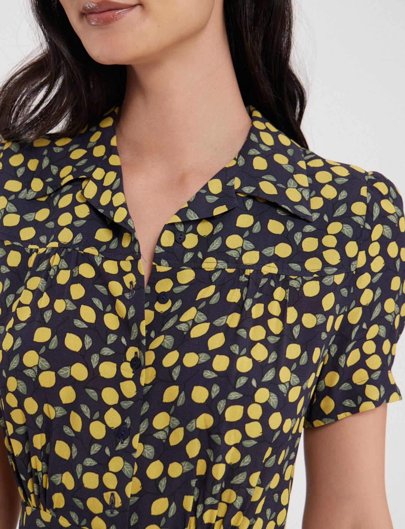 Vestido estampado Angèle Lemon-Navy