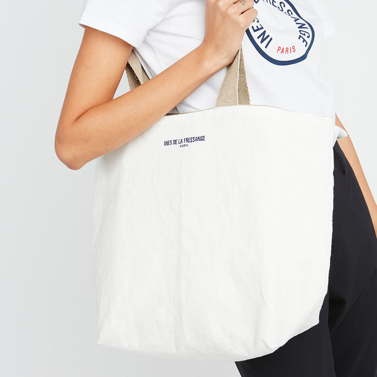 Tote Bag Sac Ines By Ines De La Fressange Tote Bag Lila Ecru