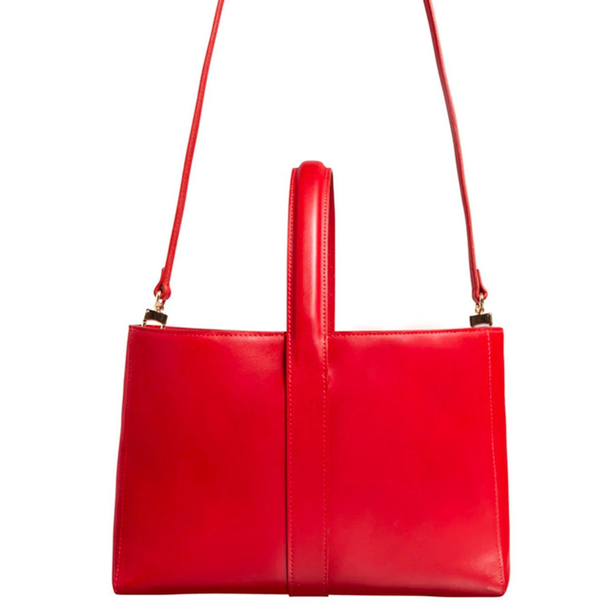 Sac Main Sac Ines De La Fressange Rouge Léonore Small Leather Tote Bag