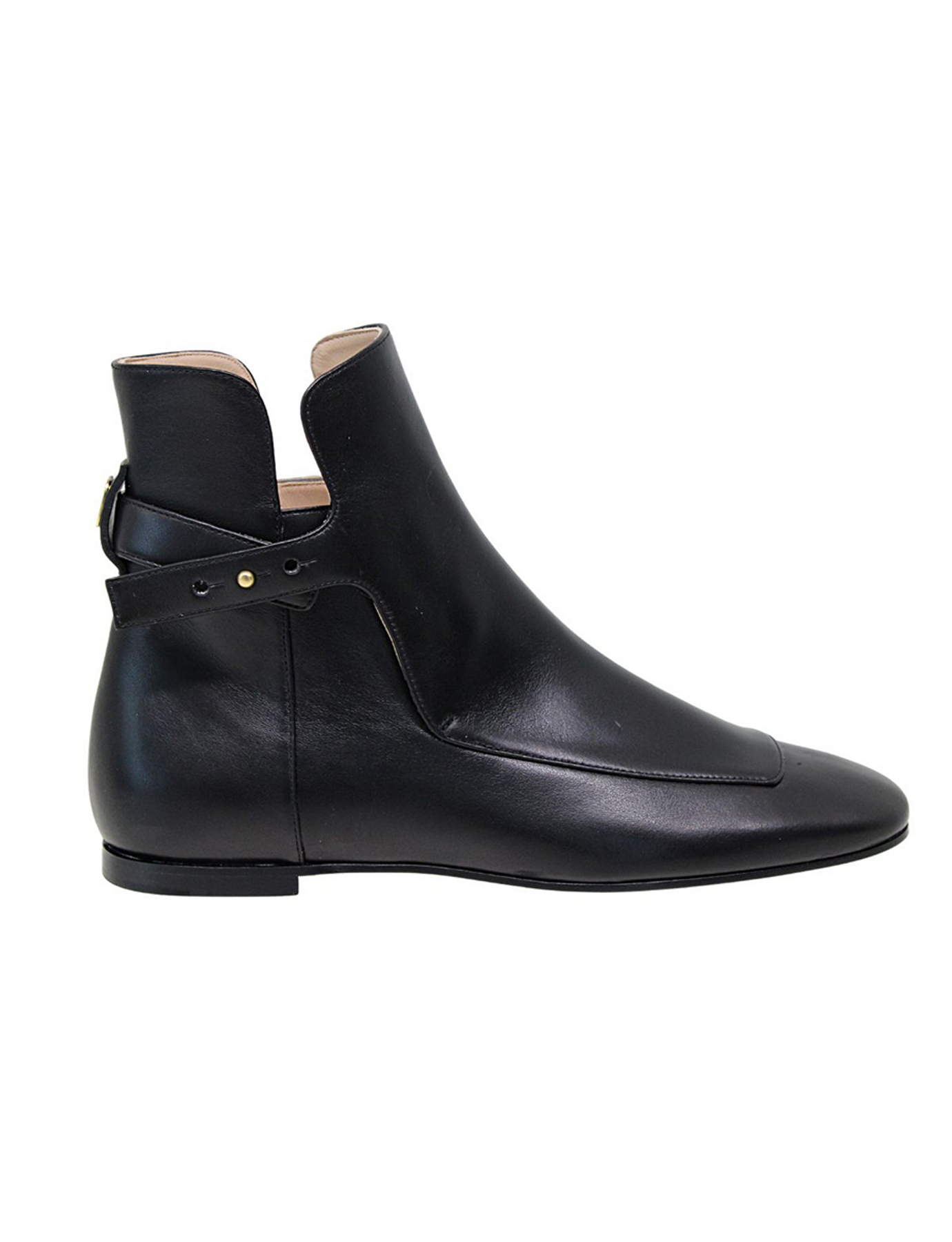 Flat black leather boots Ines de la Fressange Paris
