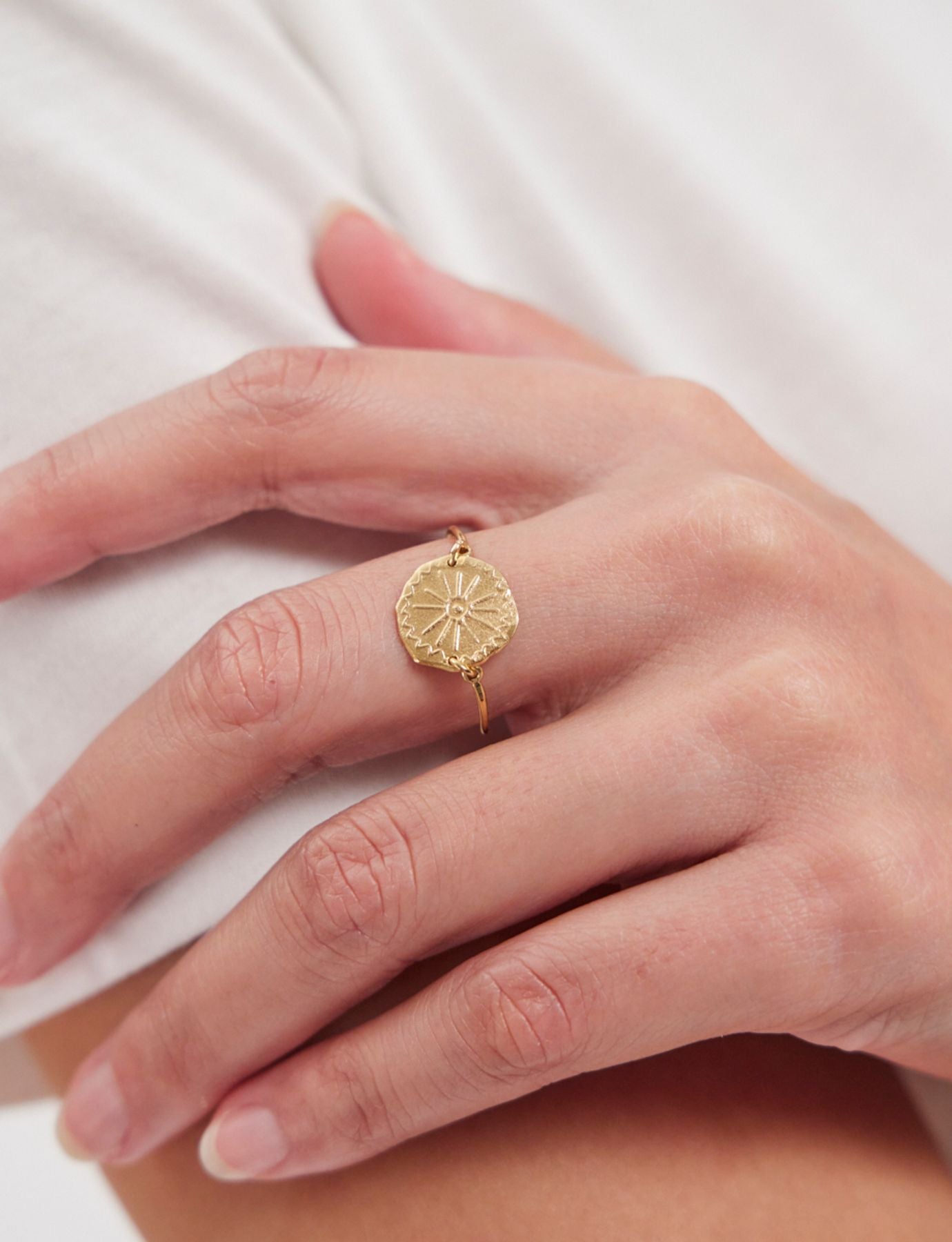 Gold-plated Lutece sunburst ring