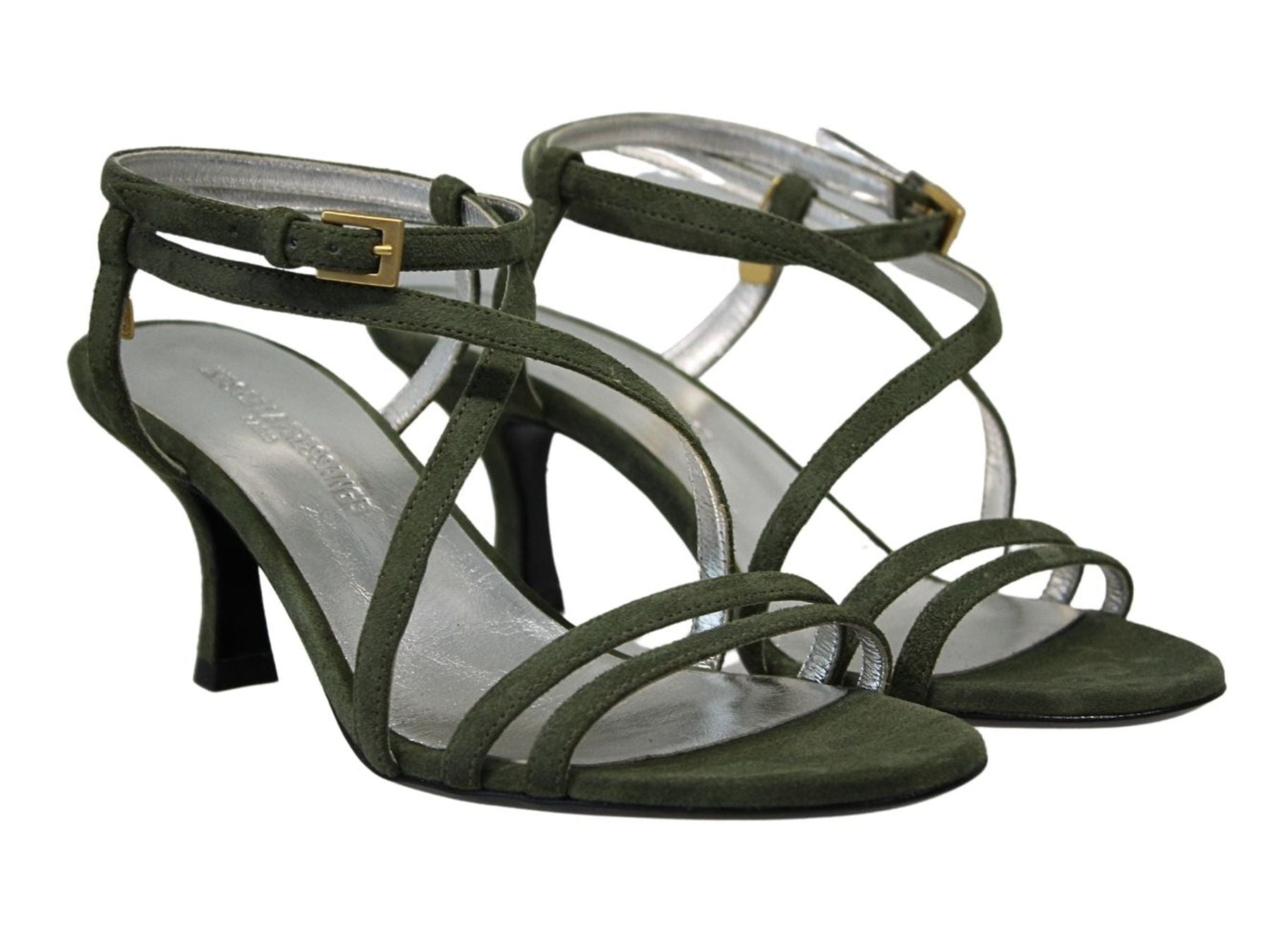 Olive green leather sandals