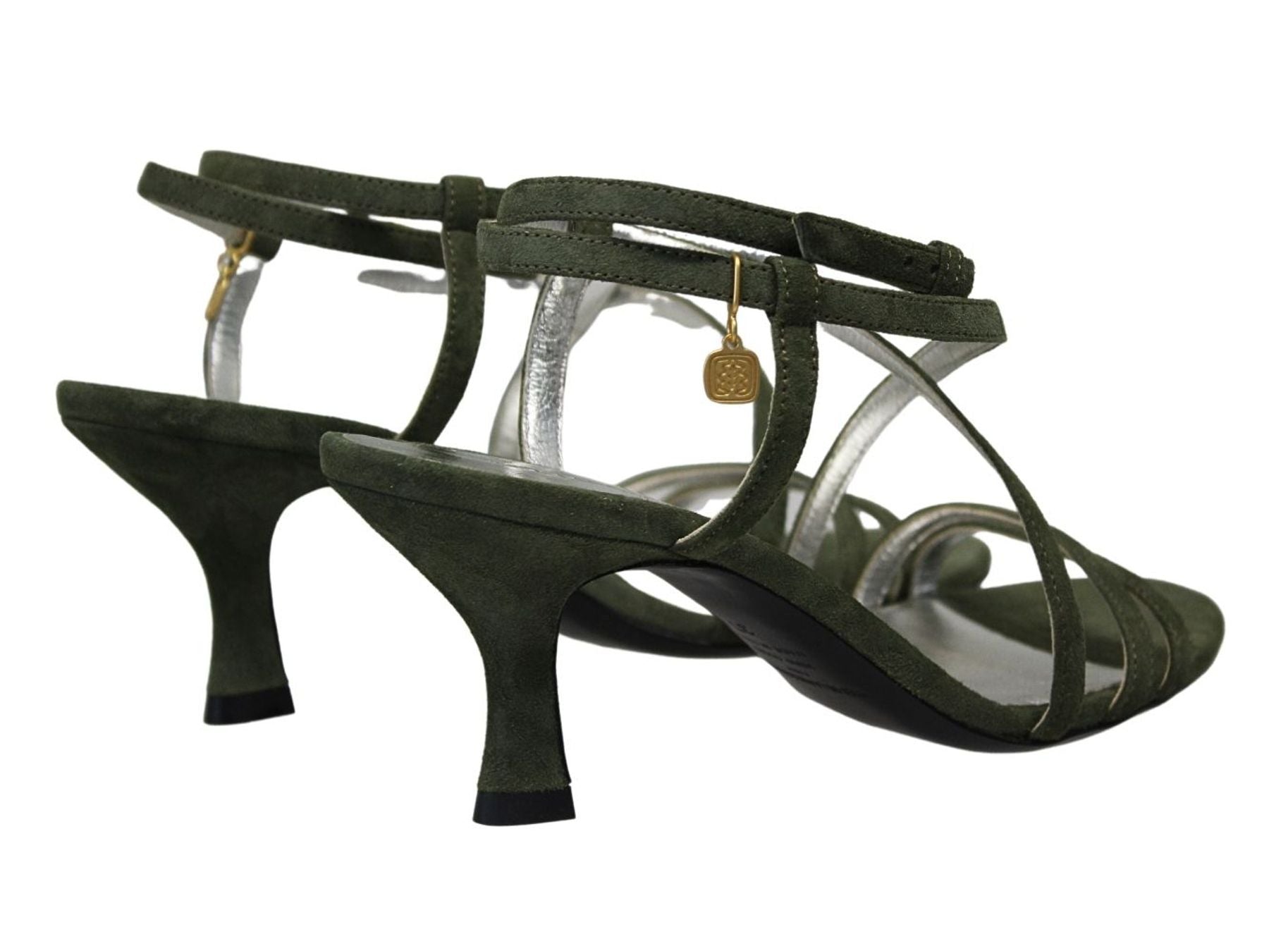 Sandalias de piel verde oliva