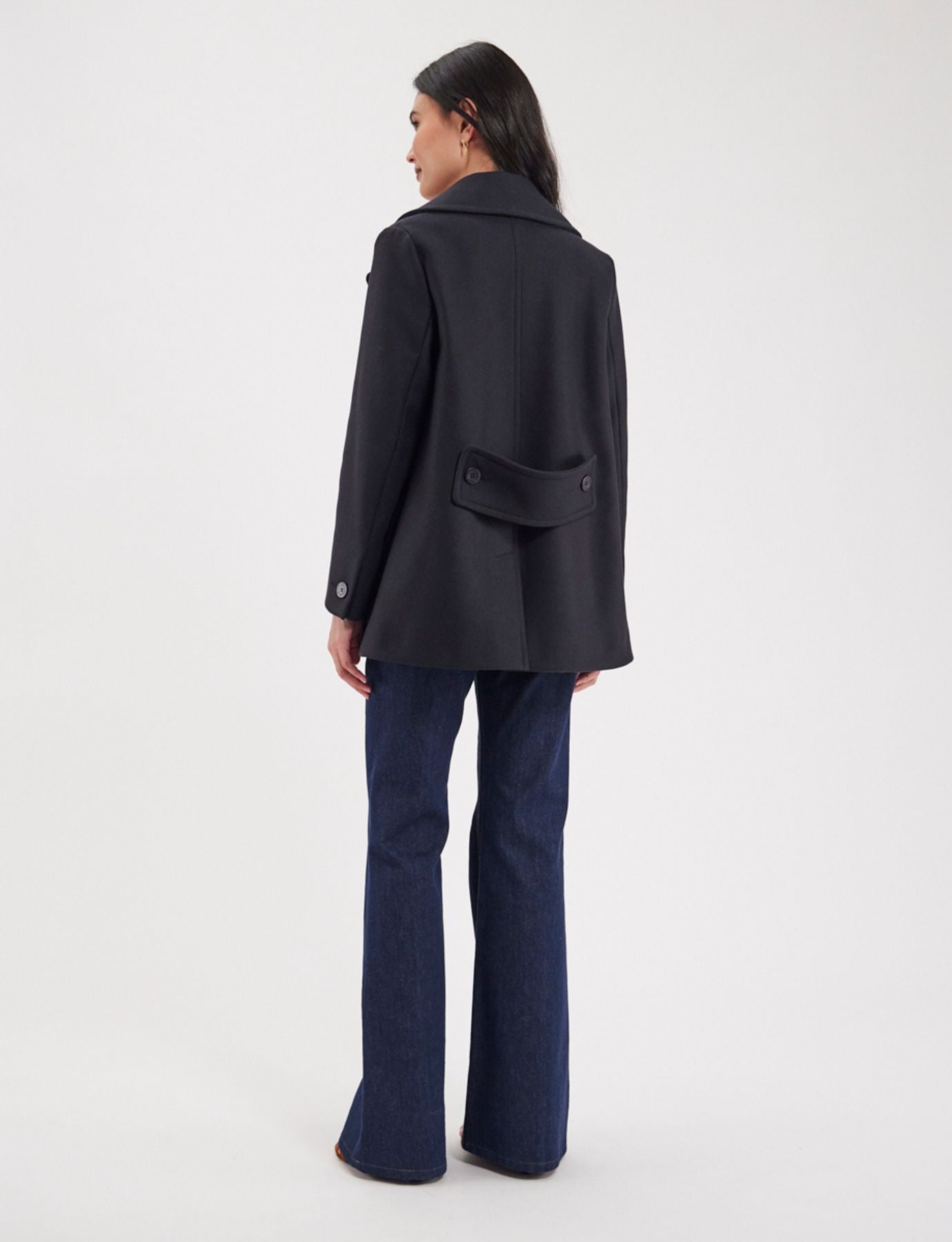 Seraphine dark blue wool-blend pea jacket