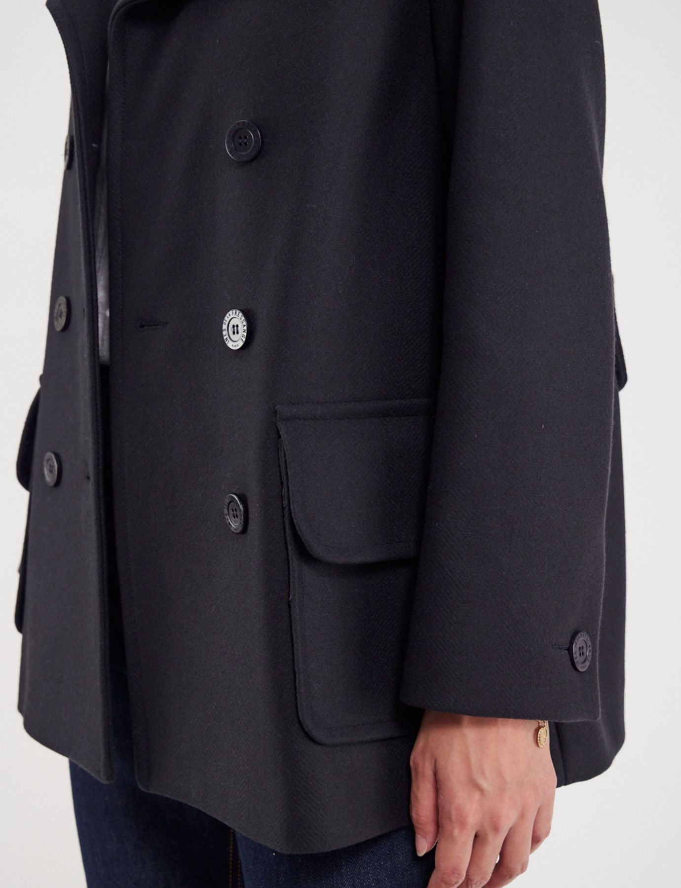 Seraphine dark blue wool-blend pea jacket