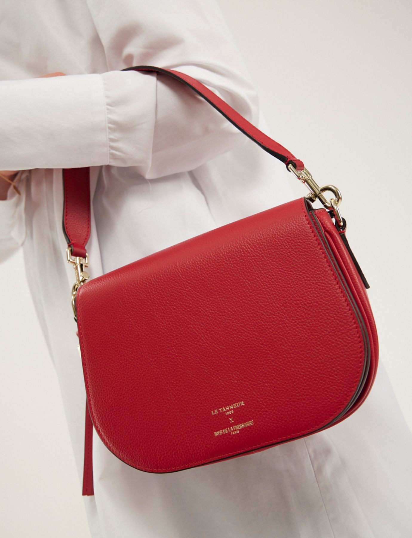 Ines x Le Tanneur small red shoulder bag